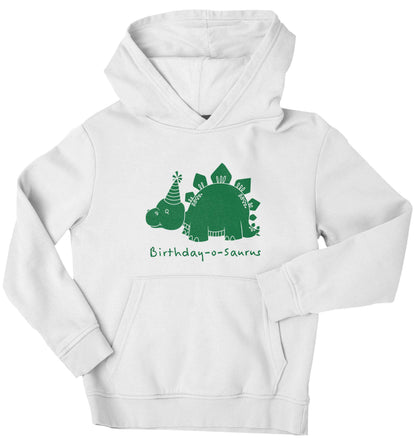 Birthday-o-saurus children's white hoodie 12-13 Years