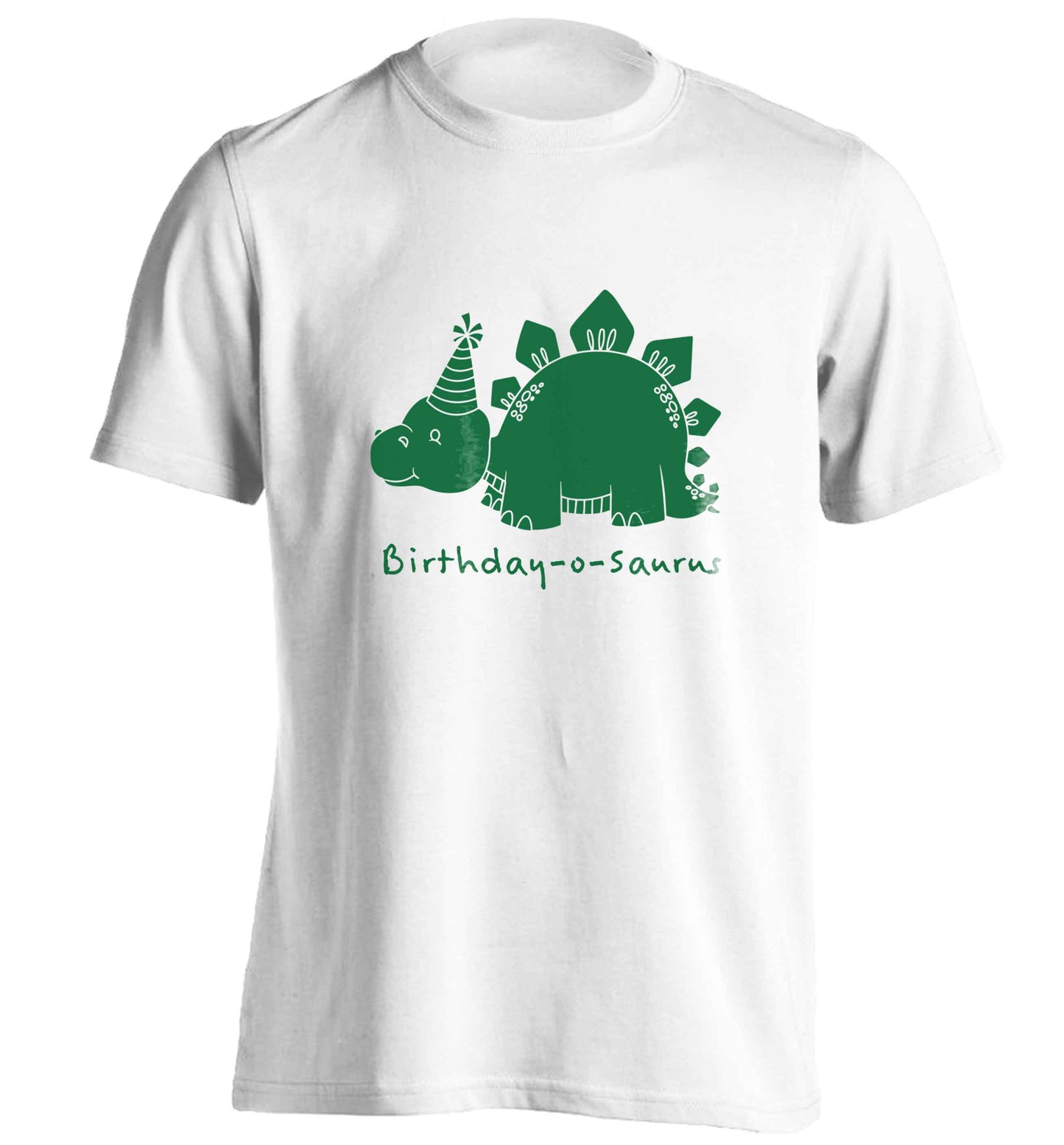 Birthday-o-saurus adults unisex white Tshirt 2XL