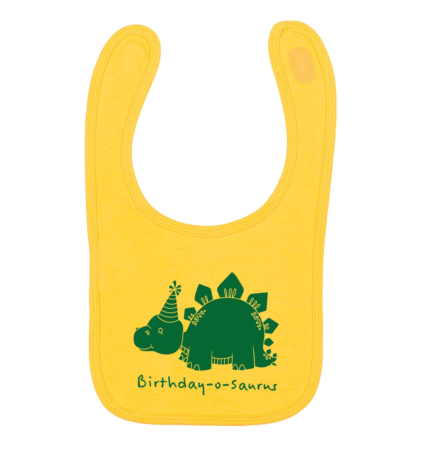 Birthday-o-saurus yellow baby bib