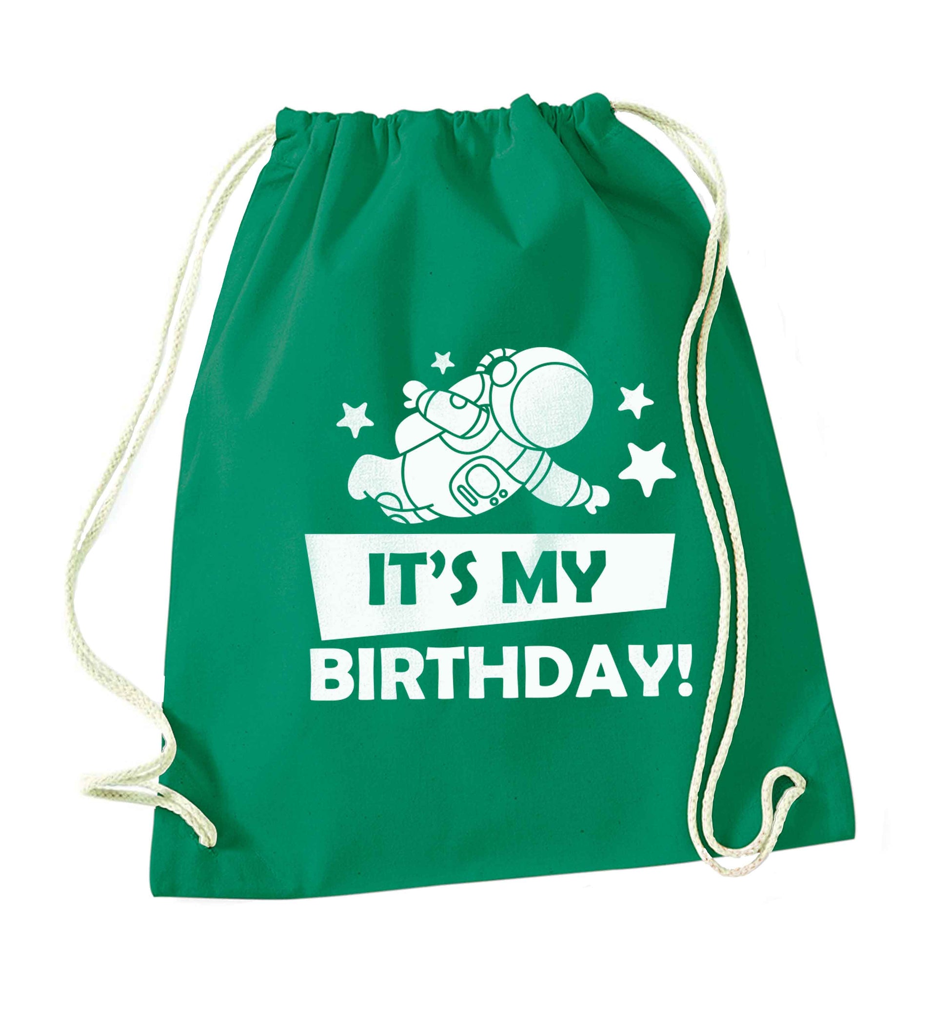 It's my birthday green drawstring bag