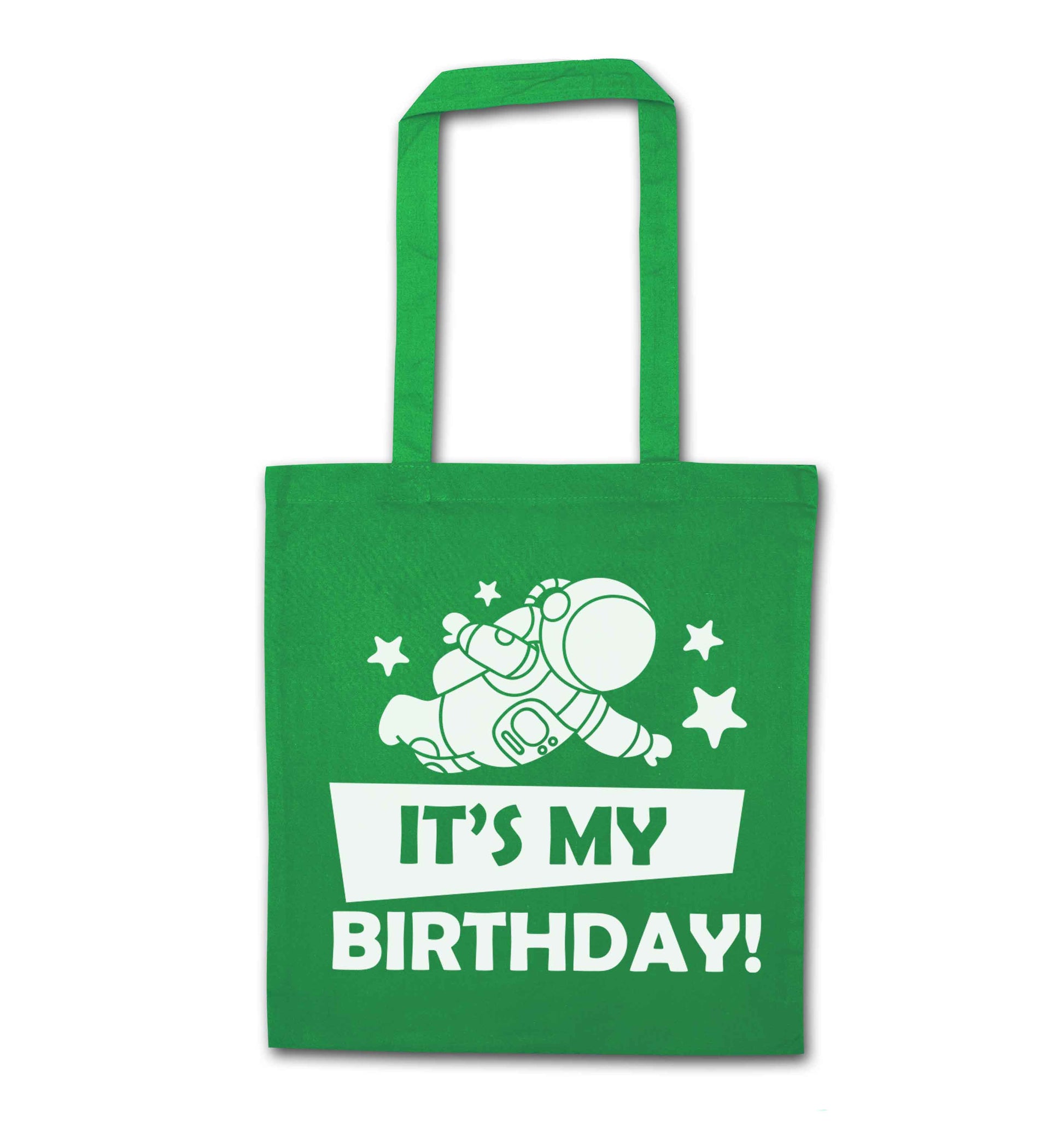 It's my birthday green tote bag