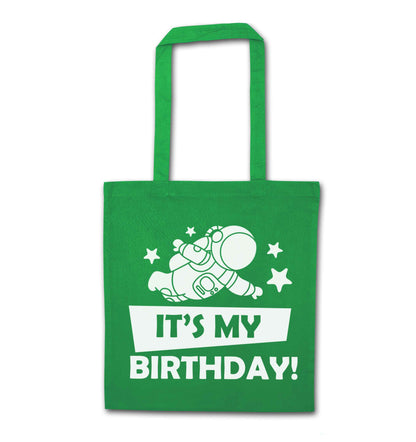 It's my birthday green tote bag