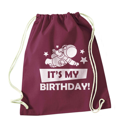It's my birthday maroon drawstring bag