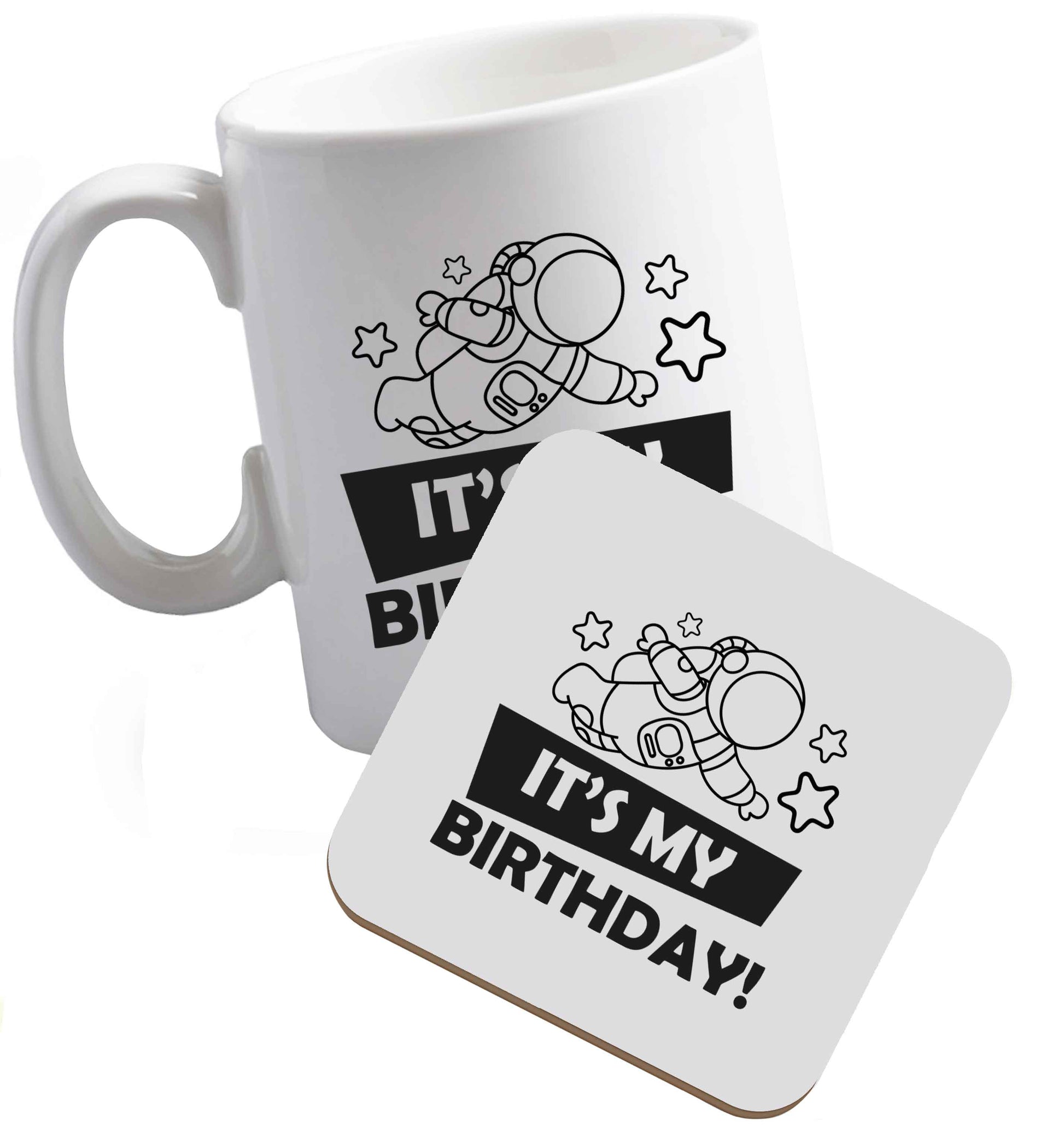 10 oz It's my birthday ceramic mug and coaster set right handed