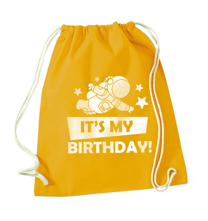 It's my birthday mustard drawstring bag