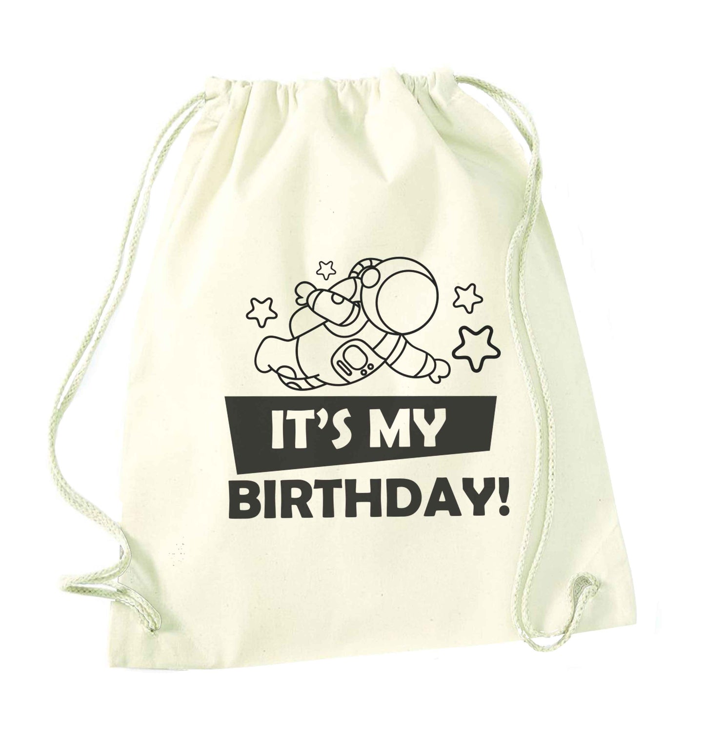 It's my birthday natural drawstring bag
