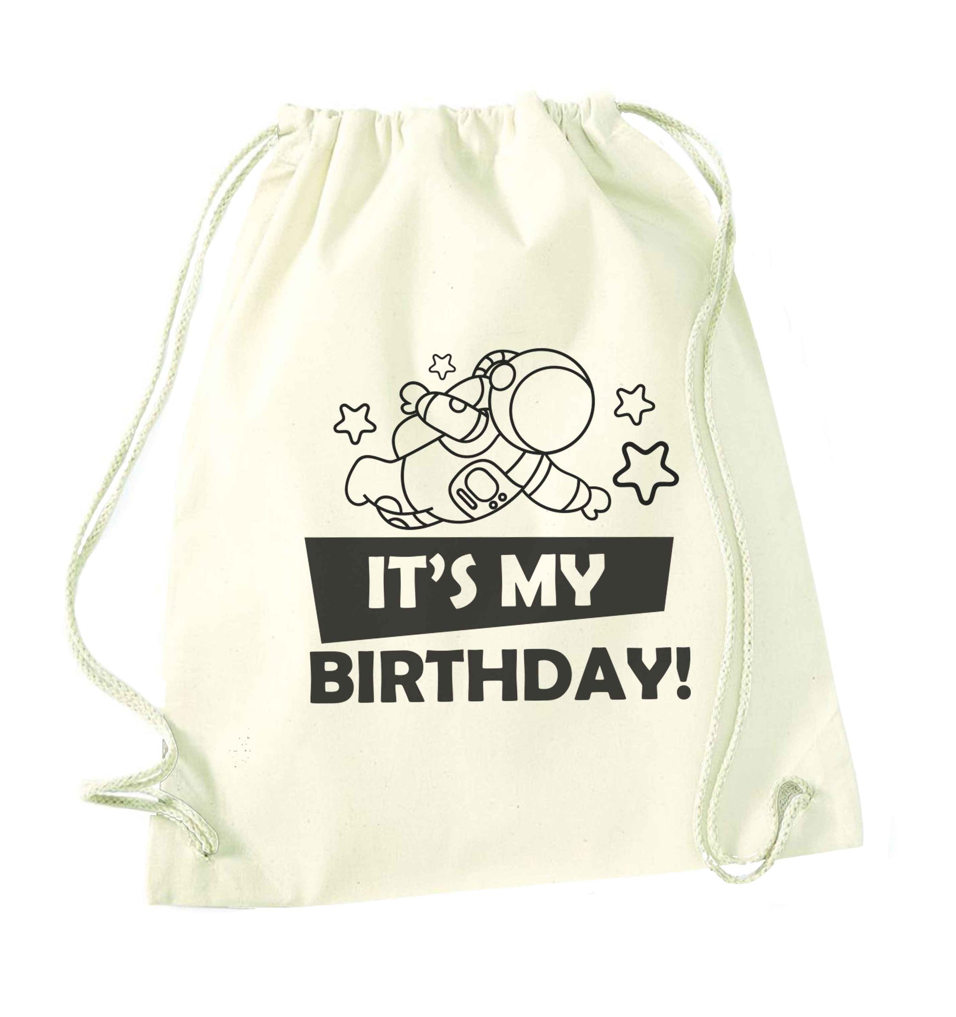 It's my birthday natural drawstring bag