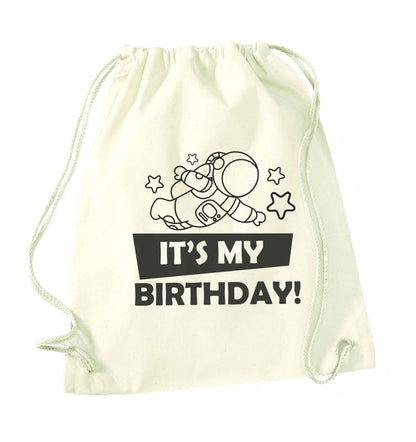 It's my birthday natural drawstring bag