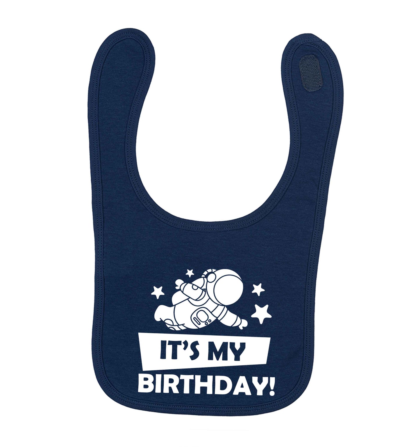 It's my birthday navy baby bib