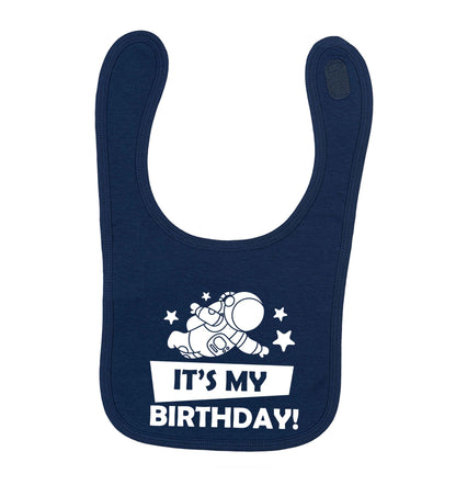 It's my birthday navy baby bib