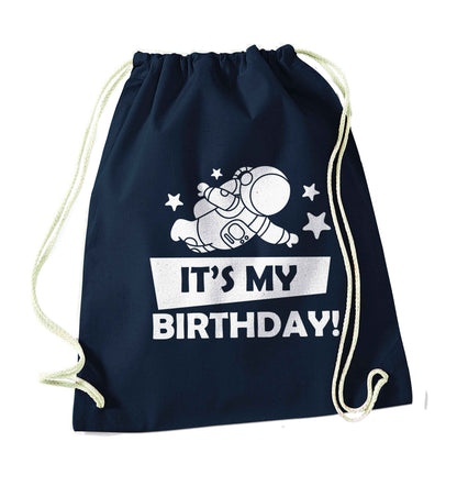 It's my birthday navy drawstring bag