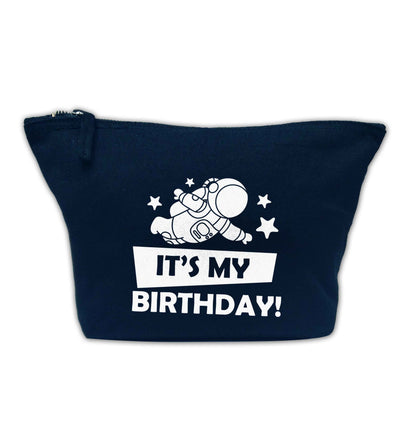 It's my birthday navy makeup bag