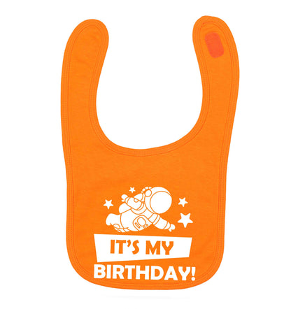 It's my birthday orange baby bib