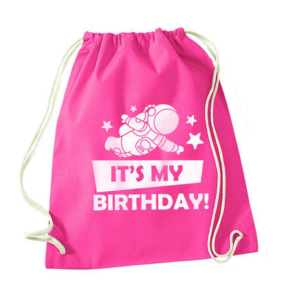 It's my birthday pink drawstring bag