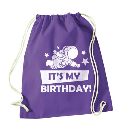 It's my birthday purple drawstring bag
