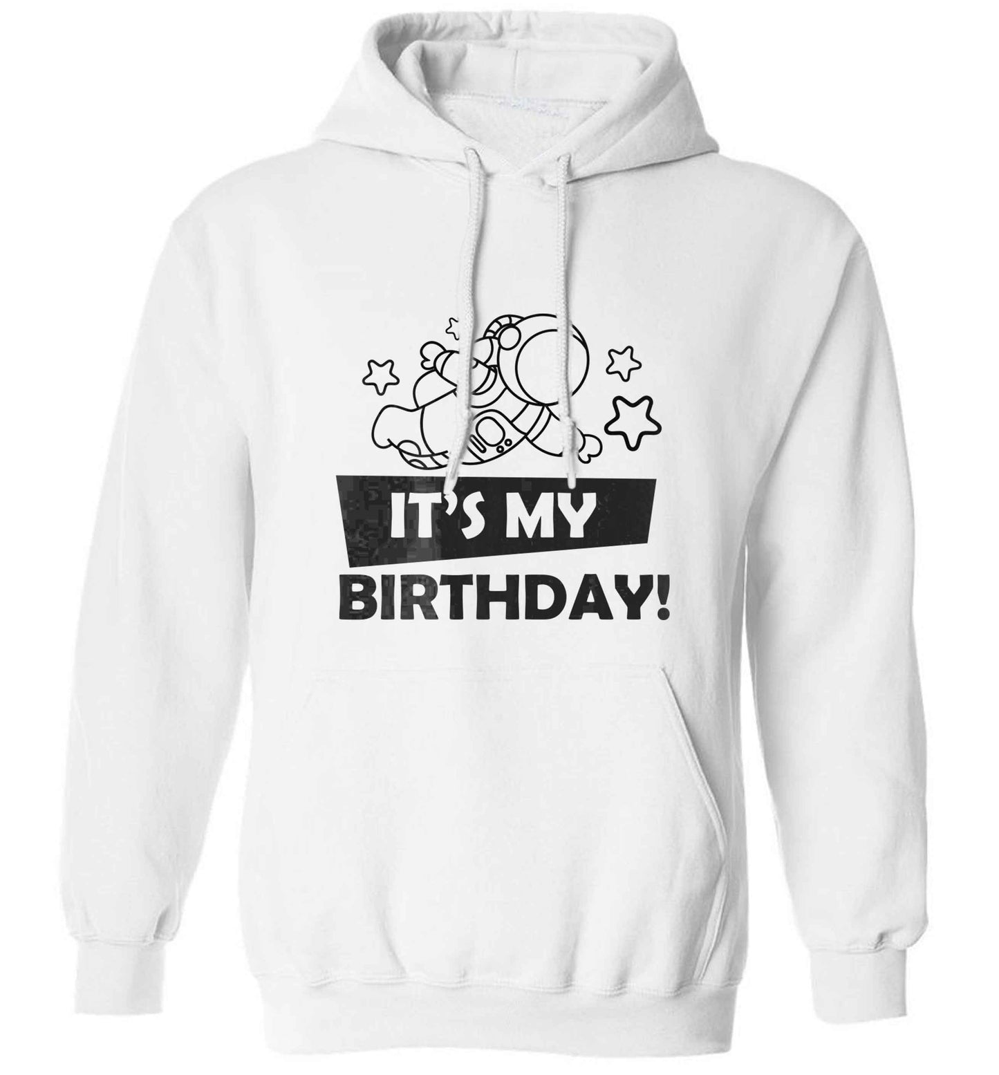 It's my birthday adults unisex white hoodie 2XL