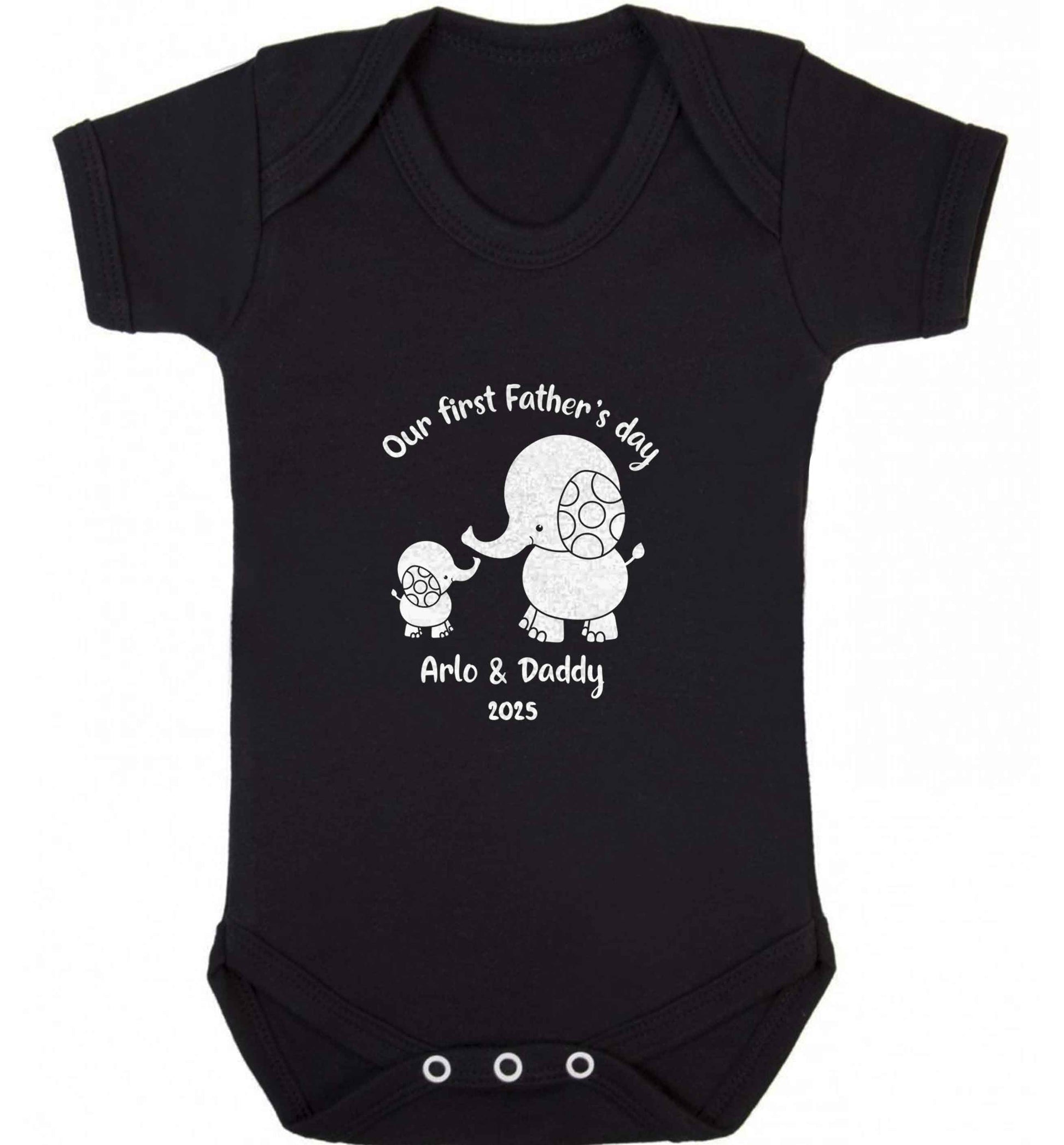 Our first Father's day personalised date and names baby vest black 18-24 months