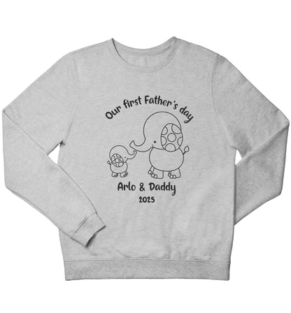 Our first Father's day personalised date and names children's grey sweater 12-13 Years