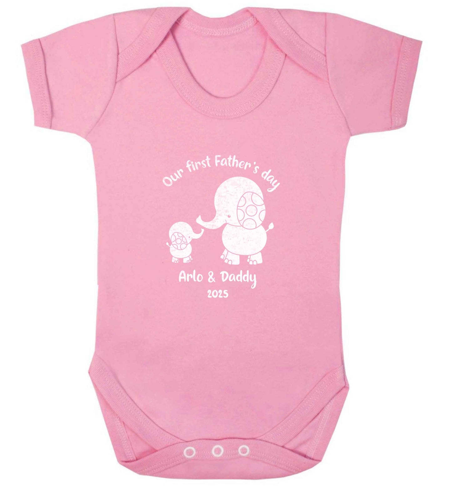Our first Father's day personalised date and names baby vest pale pink 18-24 months