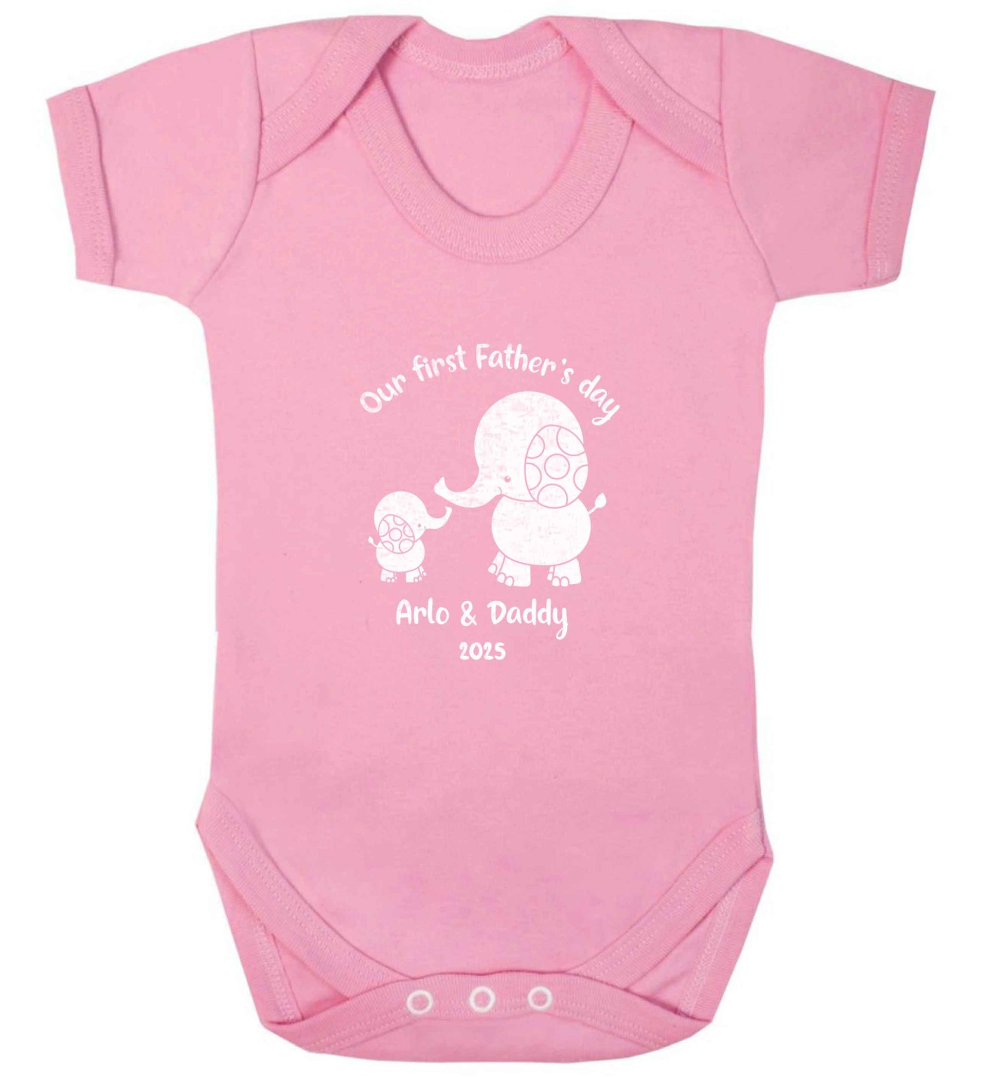 Our first Father's day personalised date and names baby vest pale pink 18-24 months
