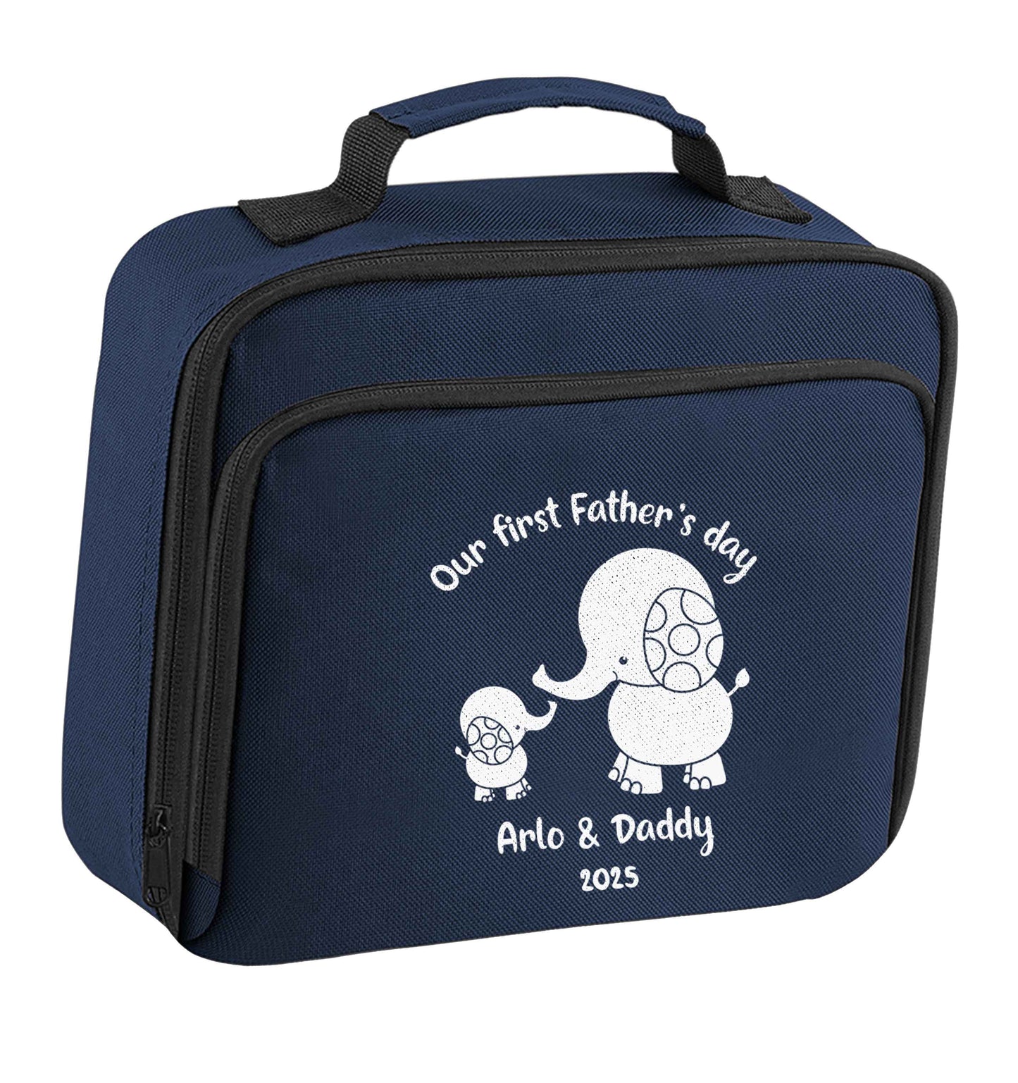 Our first Father's day personalised date and names insulated navy lunch bag cooler