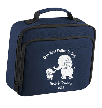 Our first Father's day personalised date and names insulated navy lunch bag cooler