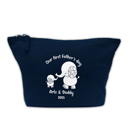 Our first Father's day personalised date and names navy makeup bag