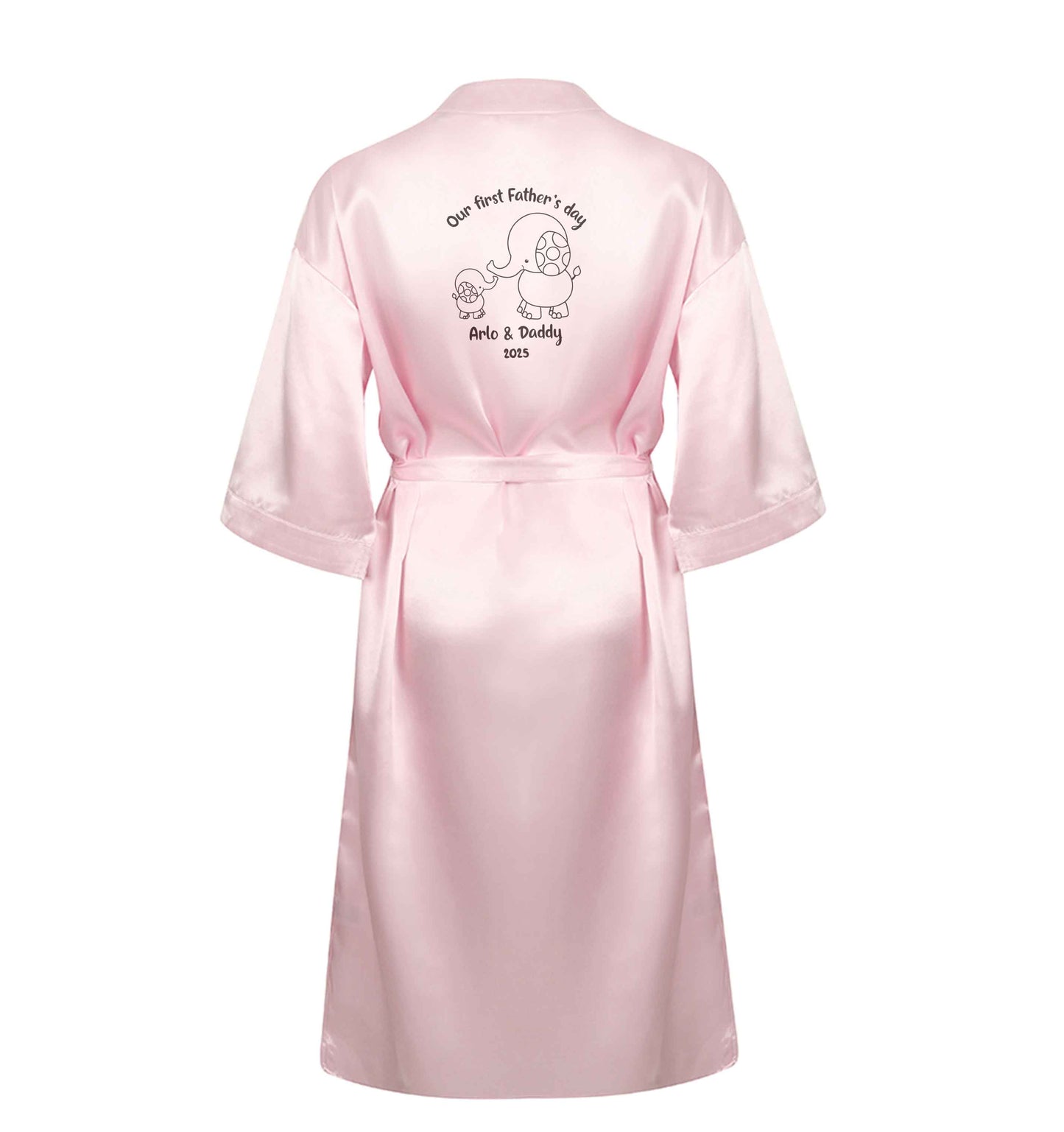 Our first Father's day personalised date and names XL/XXL pink ladies dressing gown size 16/18