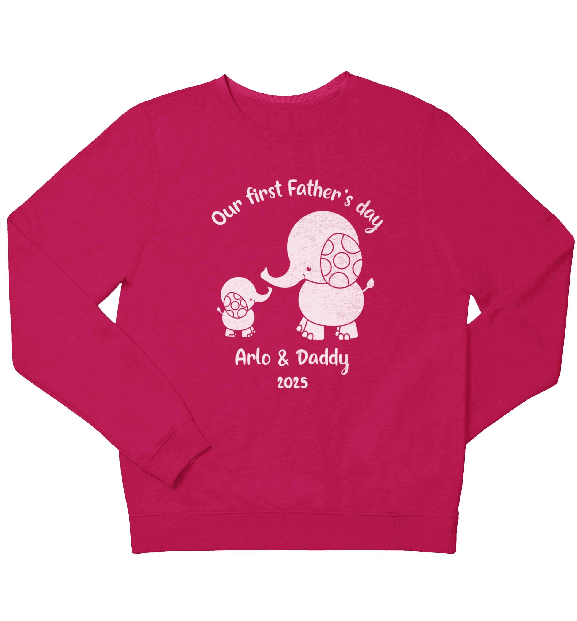 Our first Father's day personalised date and names children's pink sweater 12-13 Years