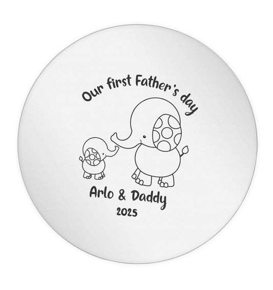 Our first Father's day personalised date and names 24 @ 45mm matt circle stickers