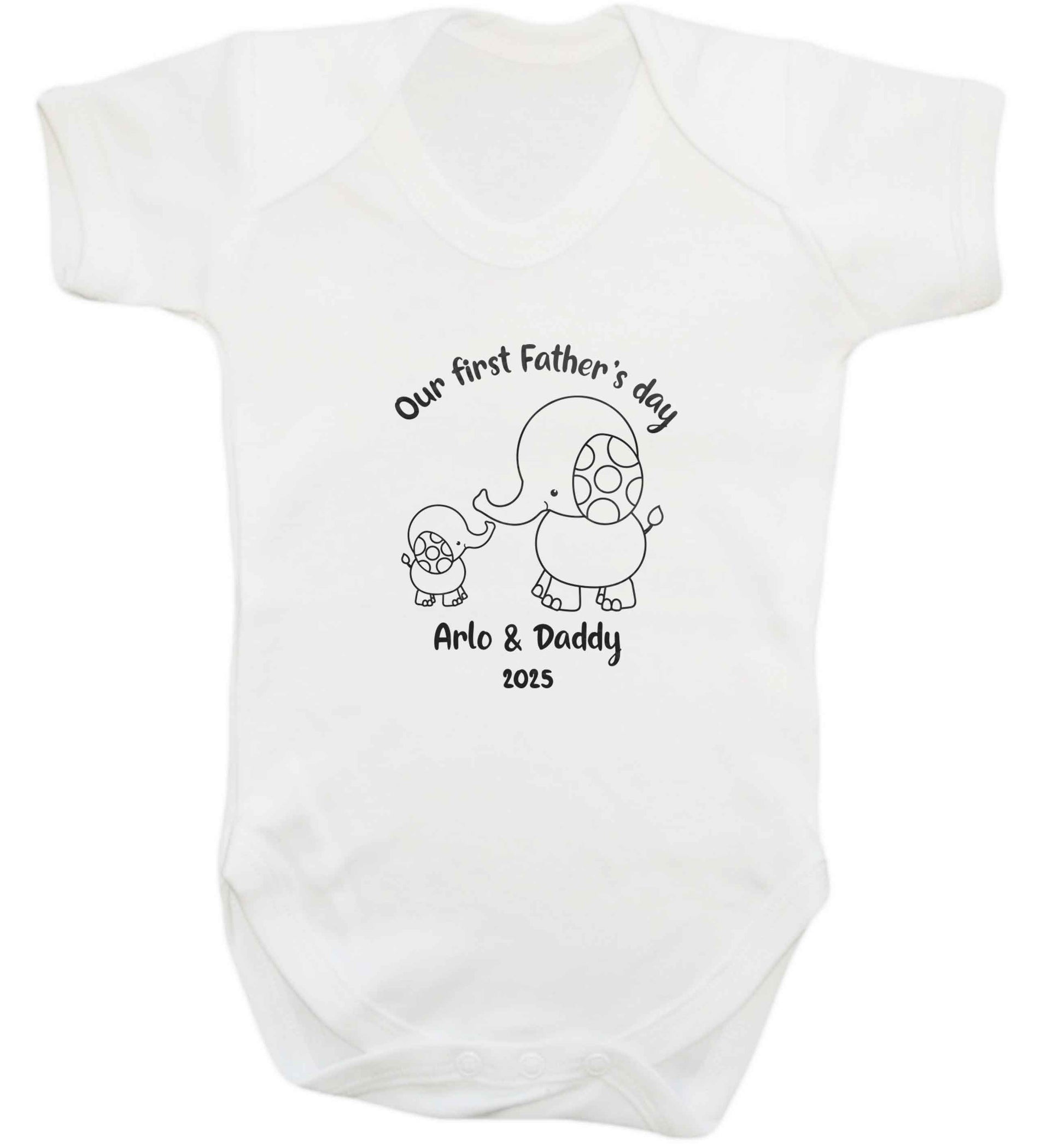 Our first Father's day personalised date and names baby vest white 18-24 months