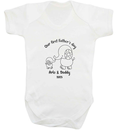 Our first Father's day personalised date and names baby vest white 18-24 months