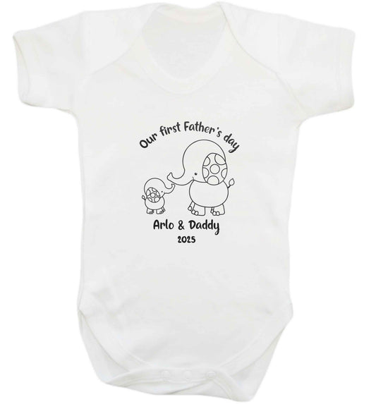 Our first Father's day personalised date and names baby vest white 18-24 months