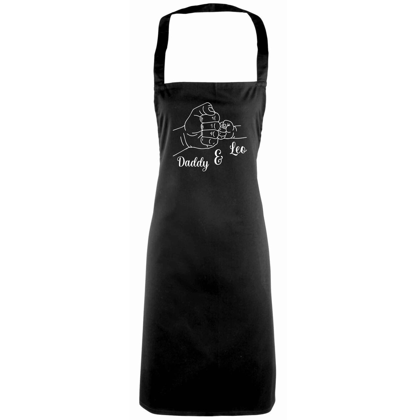 Personalised fist bump adults black apron