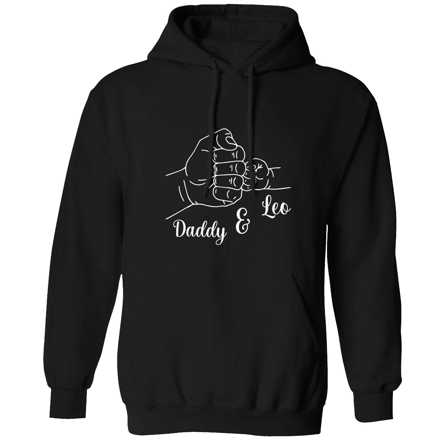 Personalised fist bump adults unisex black hoodie 2XL