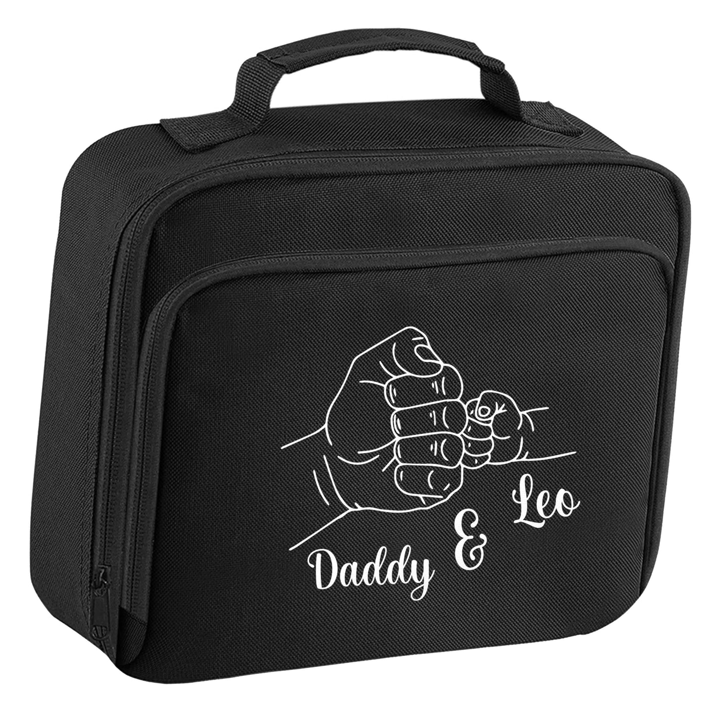 Personalised fist bump insulated black lunch bag cooler