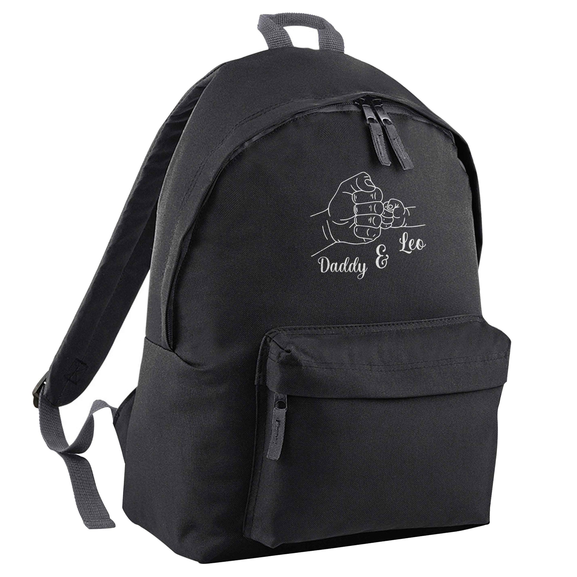 Personalised fist bump black adults backpack
