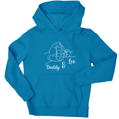 Personalised fist bump children's blue hoodie 12-13 Years