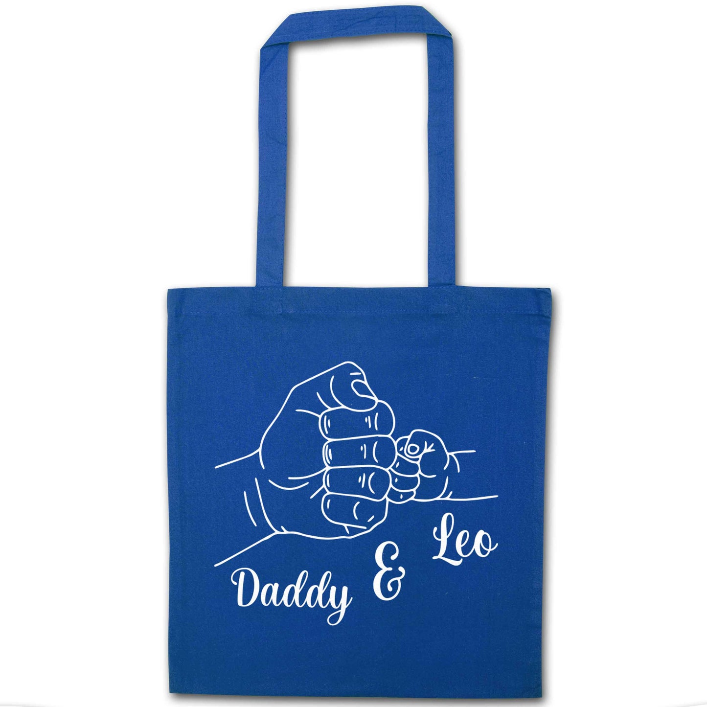 Personalised fist bump blue tote bag