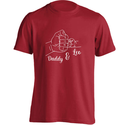 Personalised fist bump adults unisex red Tshirt 2XL