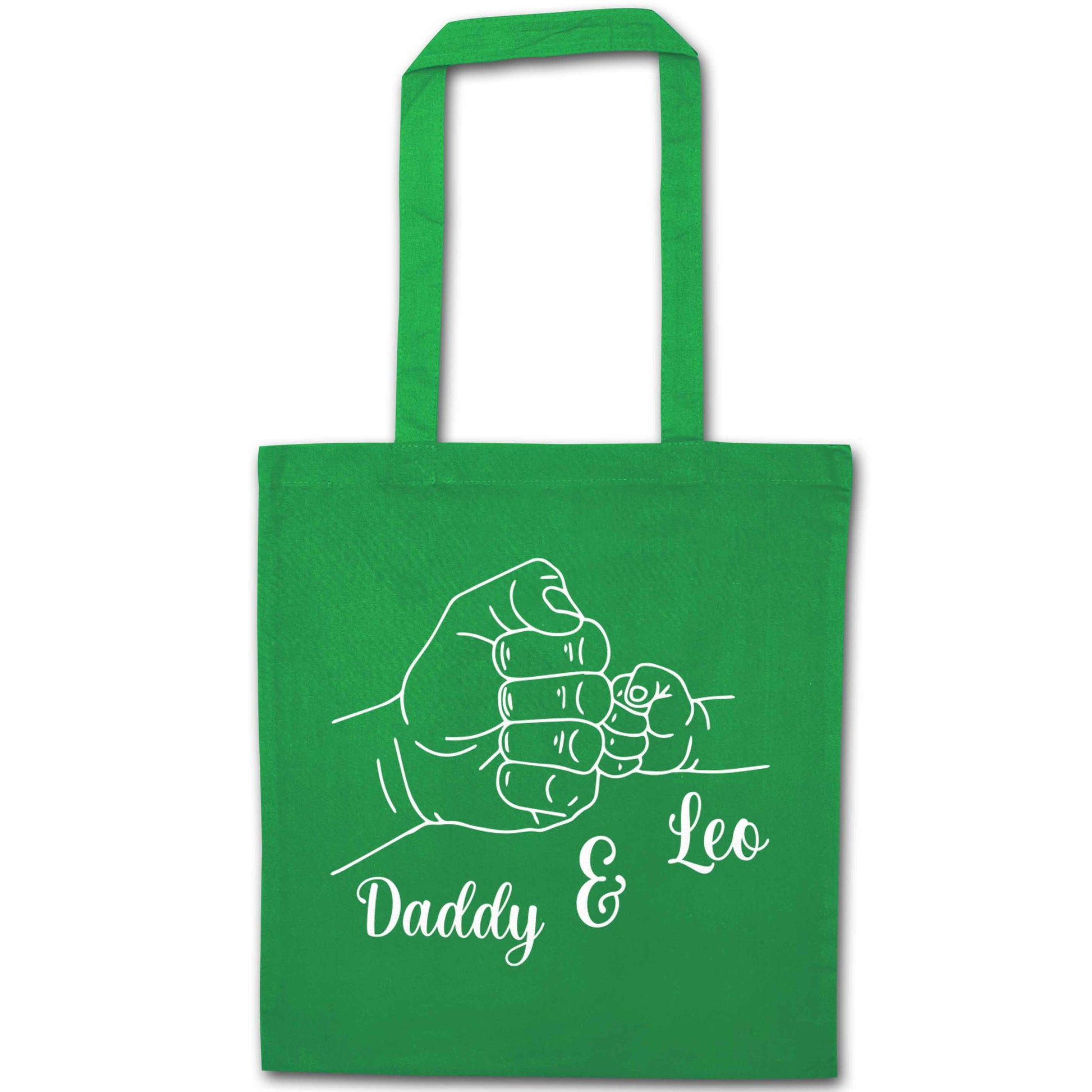 Personalised fist bump green tote bag
