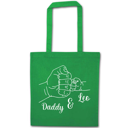 Personalised fist bump green tote bag