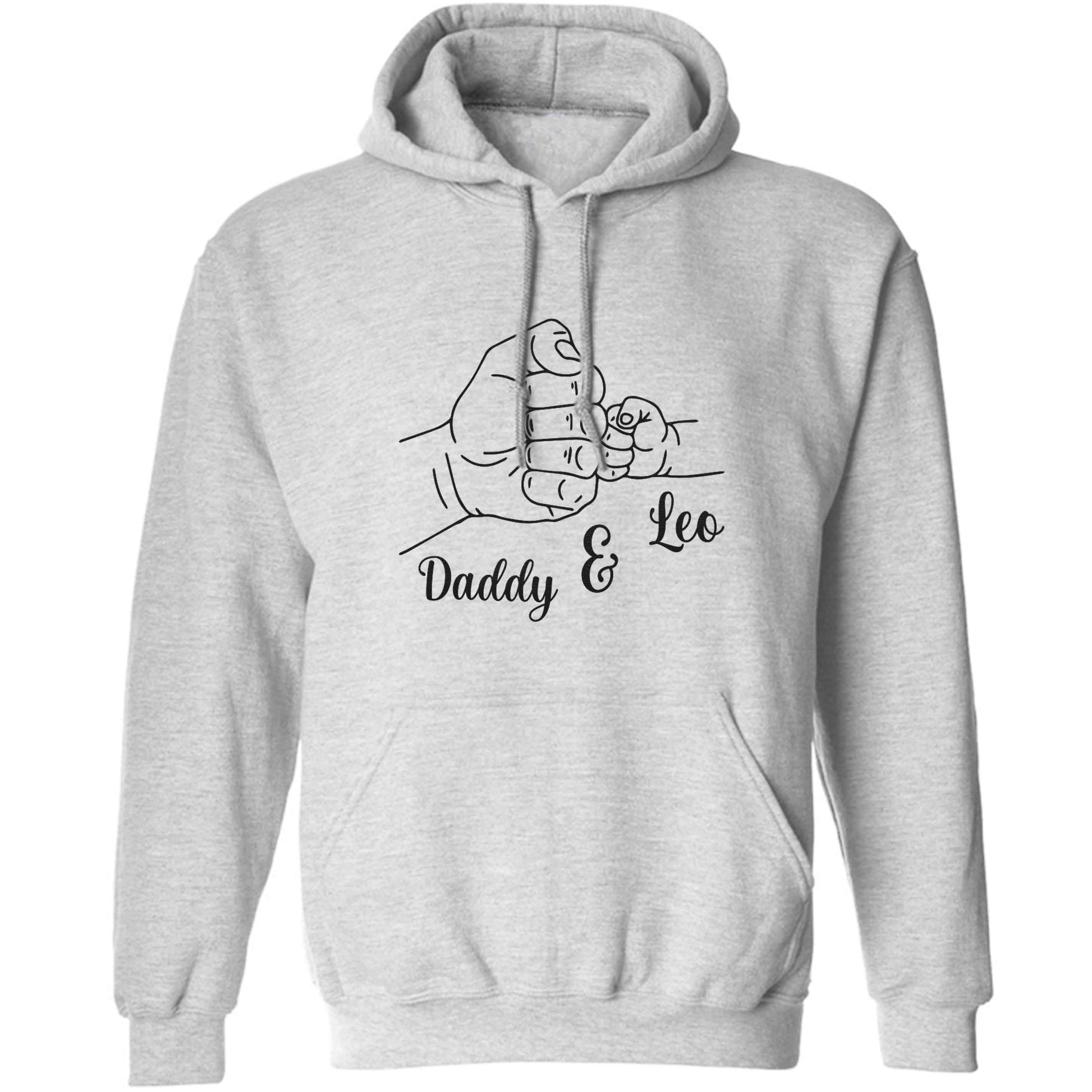 Personalised fist bump adults unisex grey hoodie 2XL