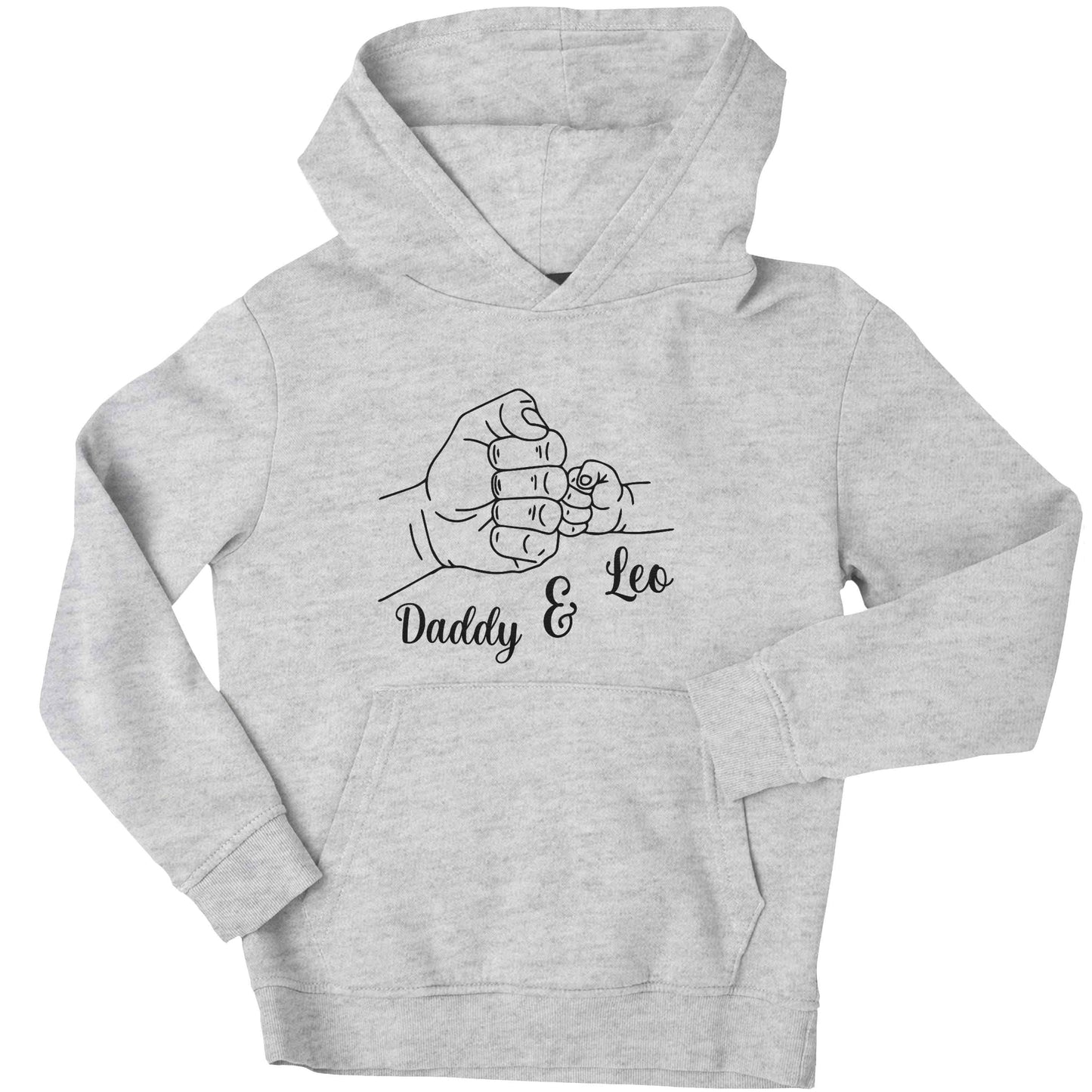 Personalised fist bump children's grey hoodie 12-13 Years