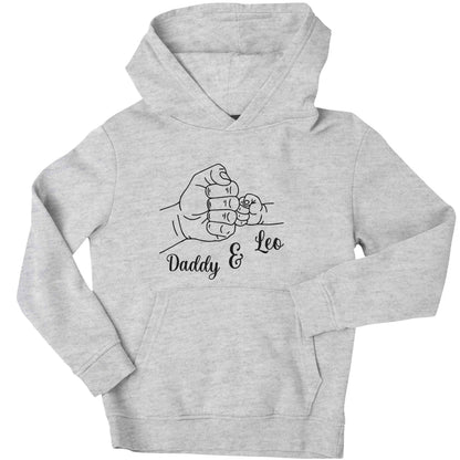 Personalised fist bump children's grey hoodie 12-13 Years