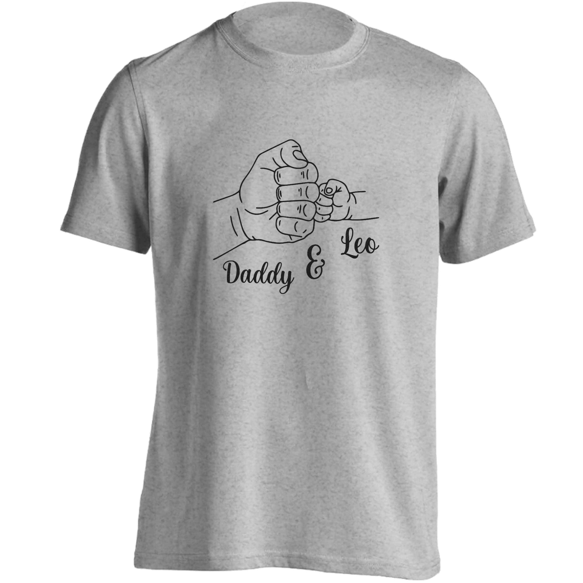 Personalised fist bump adults unisex grey Tshirt 2XL