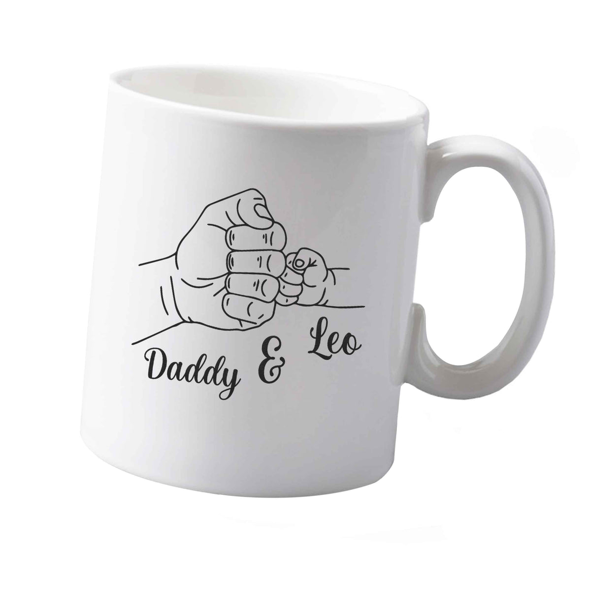 10 oz Personalised fist bump ceramic mug  both sides
