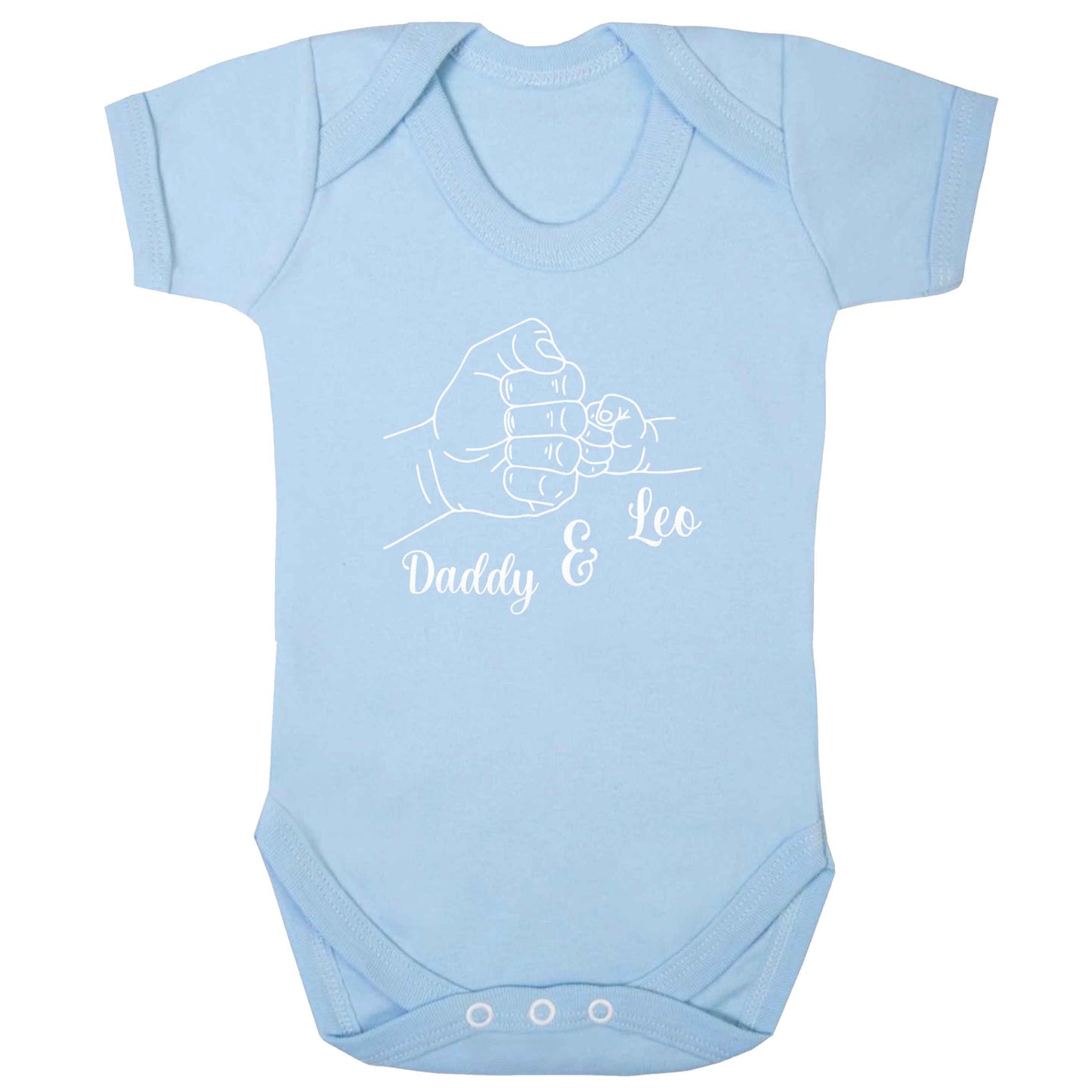 Personalised fist bump baby bodysuit pale blue 18-24 months