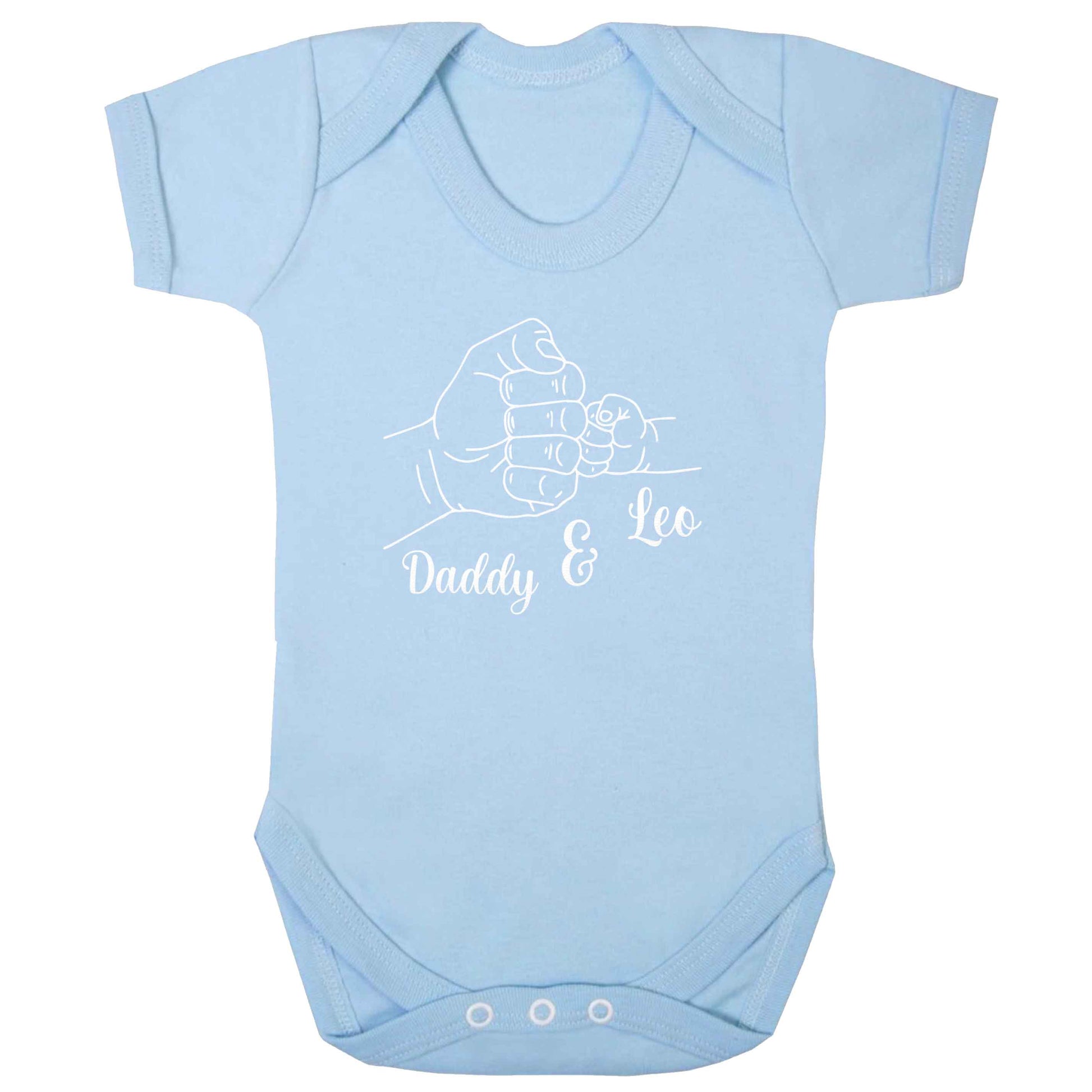 Personalised fist bump baby bodysuit pale blue 18-24 months
