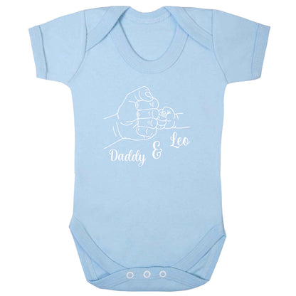 Personalised fist bump baby bodysuit pale blue 18-24 months